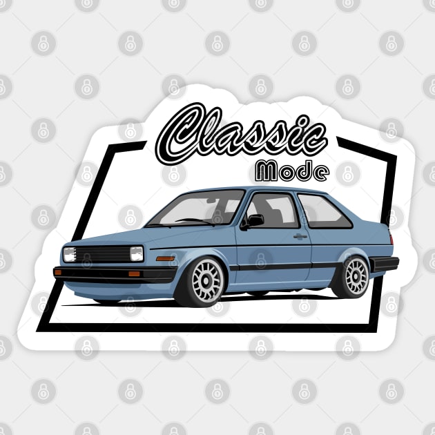 Car sedan in classic mode blue Sticker by creative.z